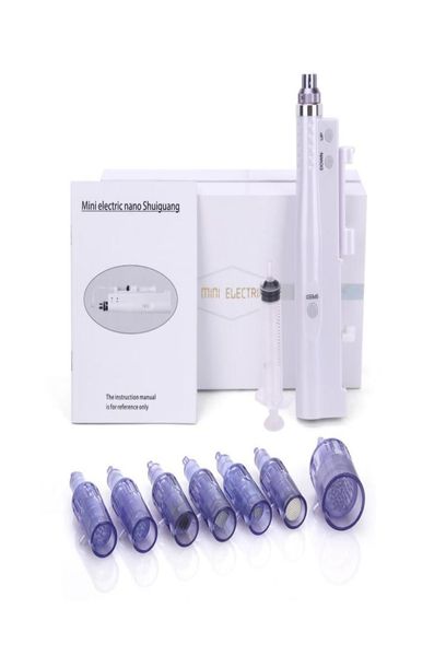 

2020 mini 2 in 1 electric microneedling auto crystal injector mesotherapy gun nano needle derma pen home use dhl 1589837, Black;white