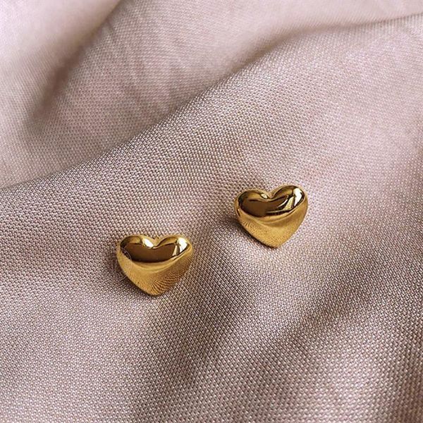

stud vintage gold color heart earrings for women girls stainless steel love dainty wedding party gifts hde69252c, Golden;silver
