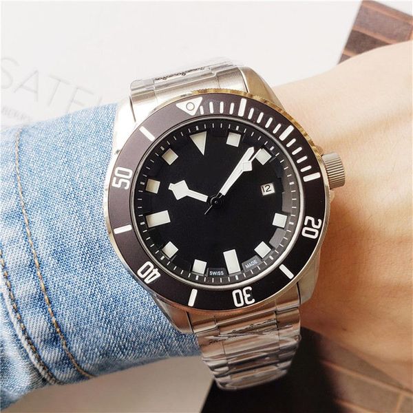 

men fashion sport watch classic design solid stainless steel black blue dial automatic movement watches wristwatches c297g, Slivery;brown