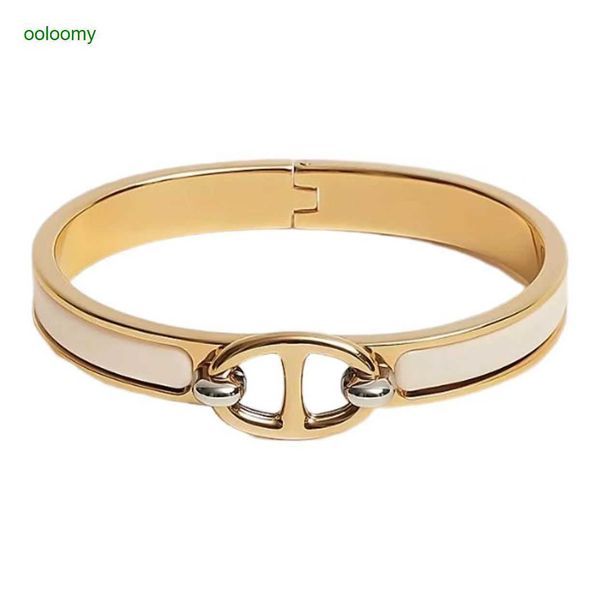 

hemres designer bracelet clic enamel men's and women's pig nose s925 sterling silver 18k gold plated fashion couple style trend go, Black
