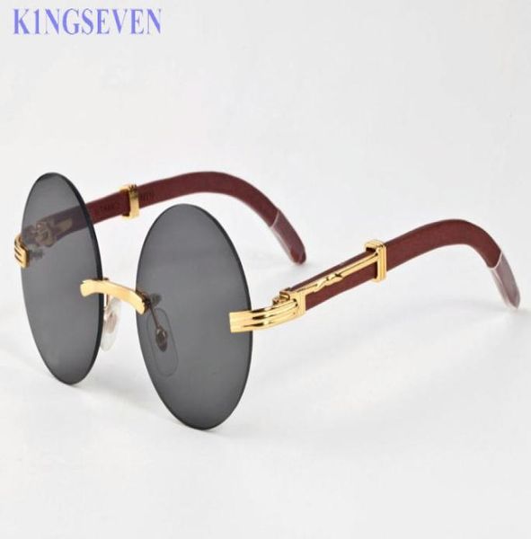 

round wood frame buffalo horn glasses eyeglasses circle lenses rimless sunglasses with box full metal bril occhiali5446270, White;black