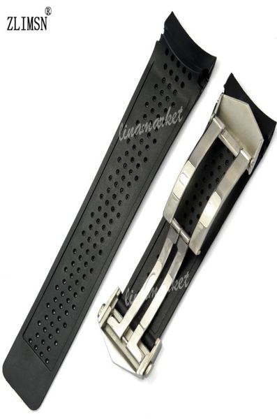 

watch band zlimsn sport watch bands 22mm 24mm watchbands black diving silicone rubber holes watch band strap black golden watchban2196385, Black;brown