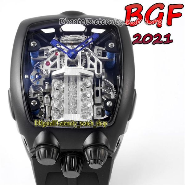 

bgf 2021 latest products super running 16 cylinder engine black dial epic x chrono cal v16 automatic mens watch black case eternit286q, Slivery;brown