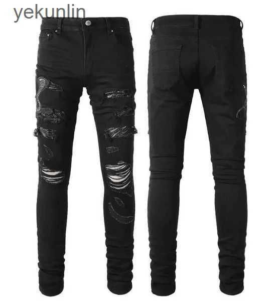 

designer stack jeans european purple jean men embroidery quilting ripped for trend brand vintage pant mens fold slim skinny fashion jeans ss, Blue