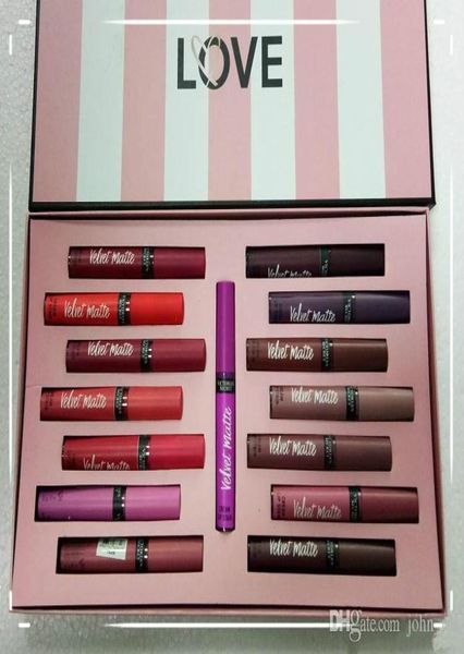 

brand new velvet matte liquid lipstick cosmetics set 15 colors waterproof longlasting lip gloss 6067090, Red;pink