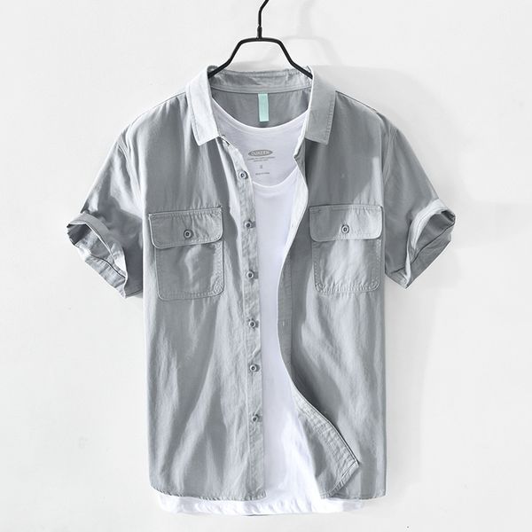 

men's casual shirts summer new cargo men's casual cotton short sleeved shirt safari style double pockets sold color long sleeve s, White;black
