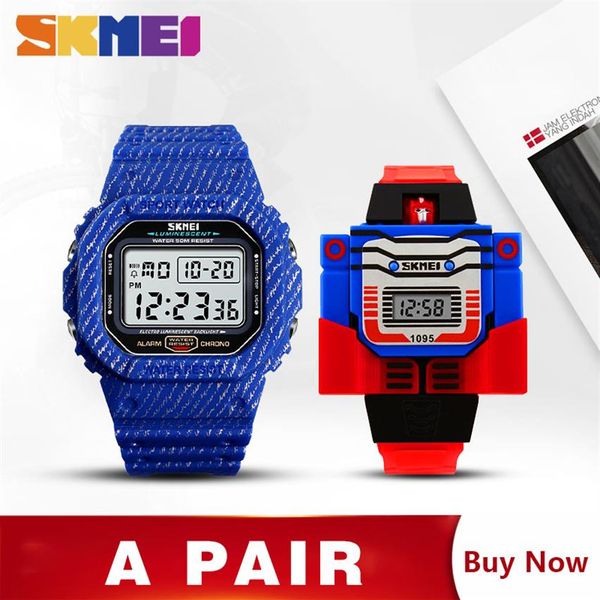 

skmei watch men kids cartoon watches fashion casual wrist watches for father son clock montre enfant homme 1471 1095 set269f, Slivery;brown