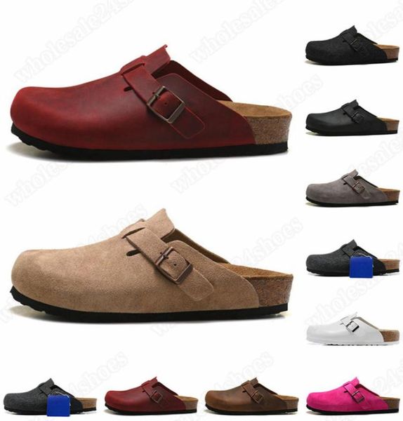 

boston soft footbed sandals slippers slide shoes men women clogs suede leather buckle strap trainers designer woody mens wo5329222, Black