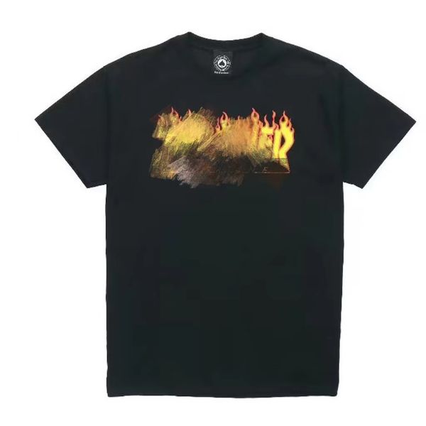 

men's army t shirt trendy brand american version flame short sleeve men's classic letter printing loose size couple half, White;black