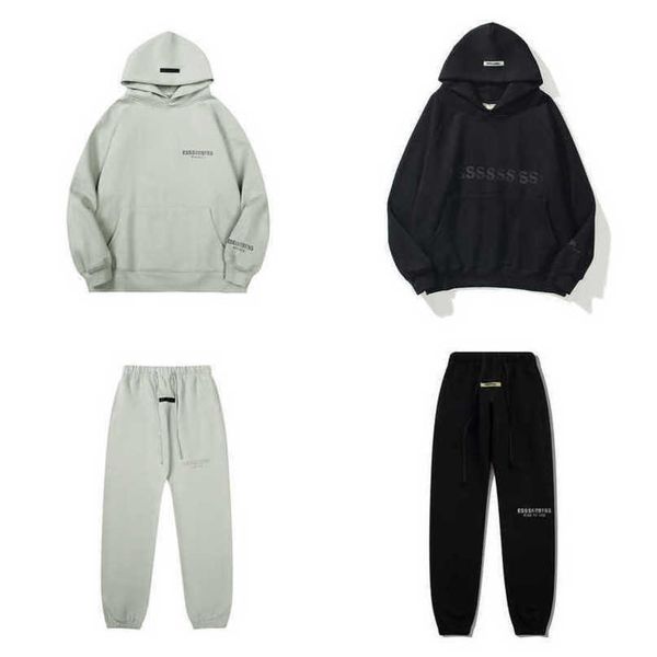 

men's classics luxury sweatshirts essss ential tracksuits letter hoodies men women sportswear hooded pant coat sweater pullover couple, Gray