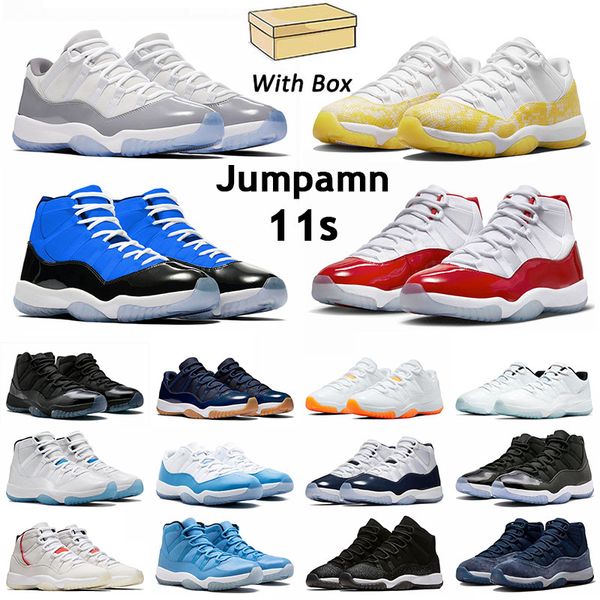 

mens 2023 womens basketball shoe jmpman 11s casual fashion sneakers cherry tour yellow snakeskin black blue cement grey with box trainers de