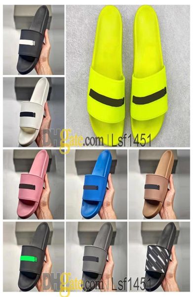 

mens womens platform slide slippers fashion trainers paris shoe home indoor outdoor casual beach rubber pool slides sandals design2057124, Black