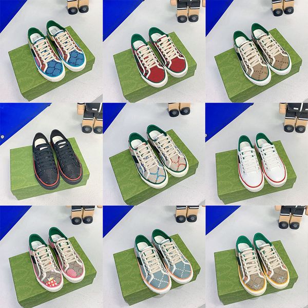 

luxury leisure sports shoes tennis 1977 rubber sole embroidery male sports shoes designer canvas luxurys shoes beige blue washed jacquard de, Black