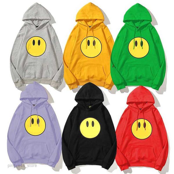 

men's hoodies & sweatshirts 2023 smiley hoodie mens women drews printing hoody winter designer fashion streetwear pullover loose hooded, Black