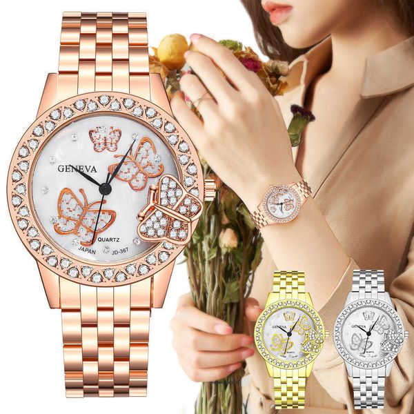 

wristwatches women diamond butterfly bracelet watches luxury quartz rhinestone geneva wrist watches relogio feminino w0420, Slivery;brown