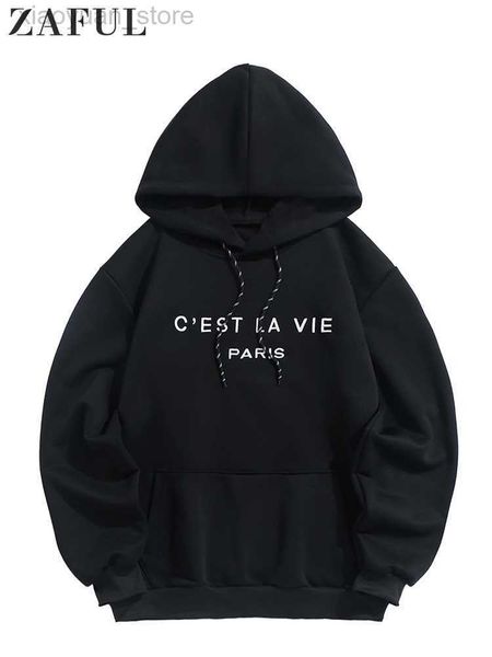 

men's hoodies sweatshirts zaful hooded hoodie for men letter embroidery sweatshirts solid basic pullover streetwear hoodies fall winter, Black