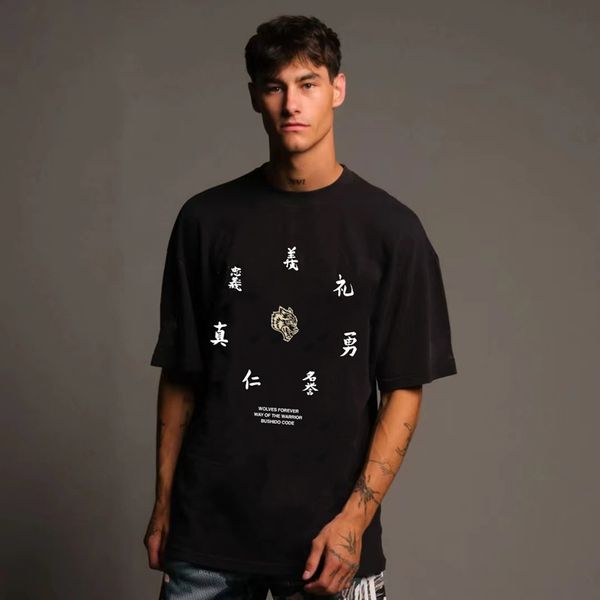 

mens tshirts darc sport 240g cotton thicken men streetwear tshirt chinese print short sleeve t shirts hip hop casual oversize tshirt clothes, White;black