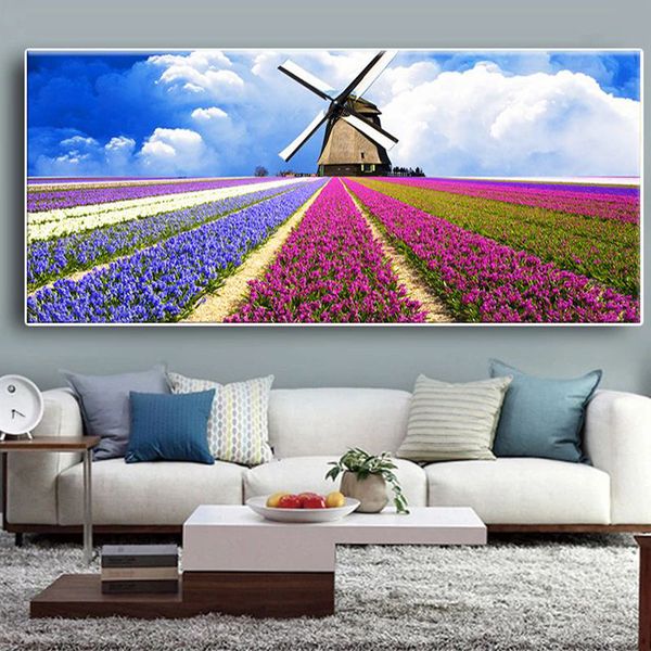 

nordic landscape colorful flowers modern canvas painting big size posters and prints wall art picture for living room decoration