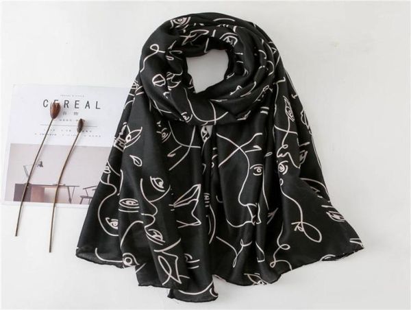

scarves 2021 head scarf women winter allmatch black cotton linen long shawl soft chiffon hijab blanket poncho4375473, Blue;gray