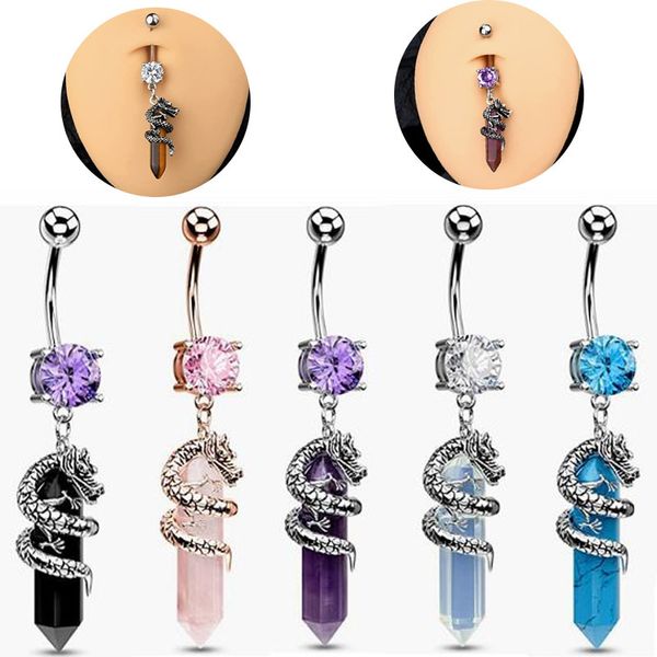 

body navel piercing ornament personality faucet winding navel nail set stone navel nail navel ring, Silver