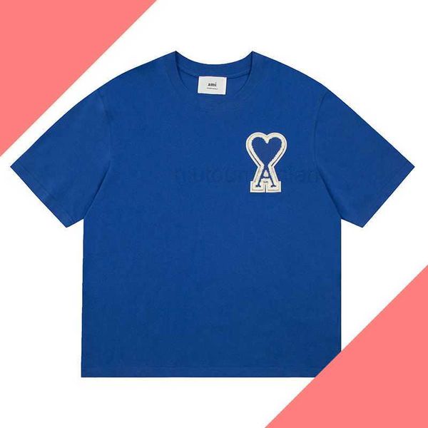 

t shirts for men women edition heart amit t-shirt high amis pure original embroidery big poisoned. peach couple quality clothes and loose sh, White;black