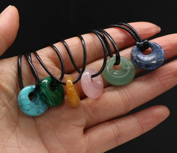 

natural malachites rose quartz gogo donut charms pendant necklace simple stylish for women men jewelry necklace gift7147541, Silver