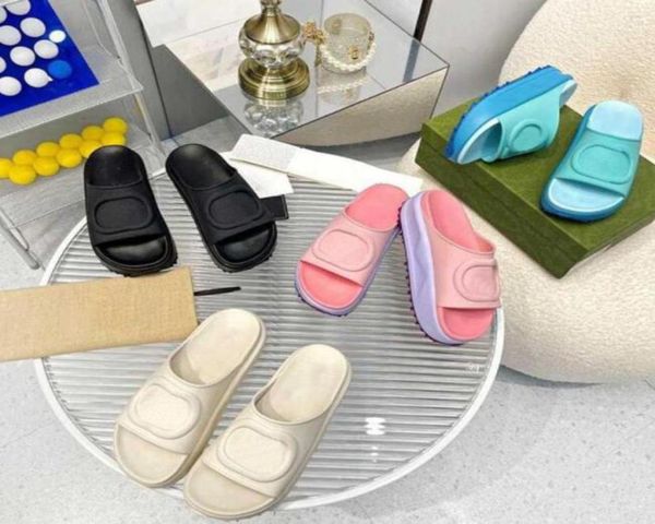 

slipper luxury designer sandal lady slides platform wedge rainbows ggity summer slippers for women men ladies brands dearfoam rubb4730227, Black