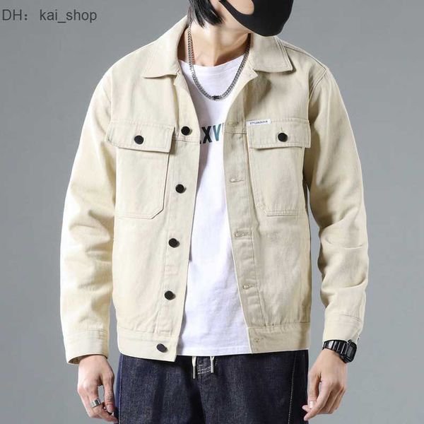 

men's fur & faux chaopai autumn denim coat korean version trendy and handsome slim fit large casual work 31, Black