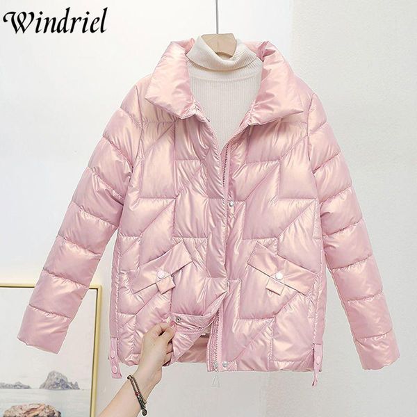

leather parkas women s4xl students fashion glossy waterproof snow wear warm jackets cotton padded coats jaqueta feminina windriel, Black