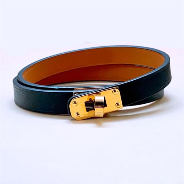

brand jewerlry mini kelly genuine leather collier bracelet for women double tour bracelet289v, Golden;silver