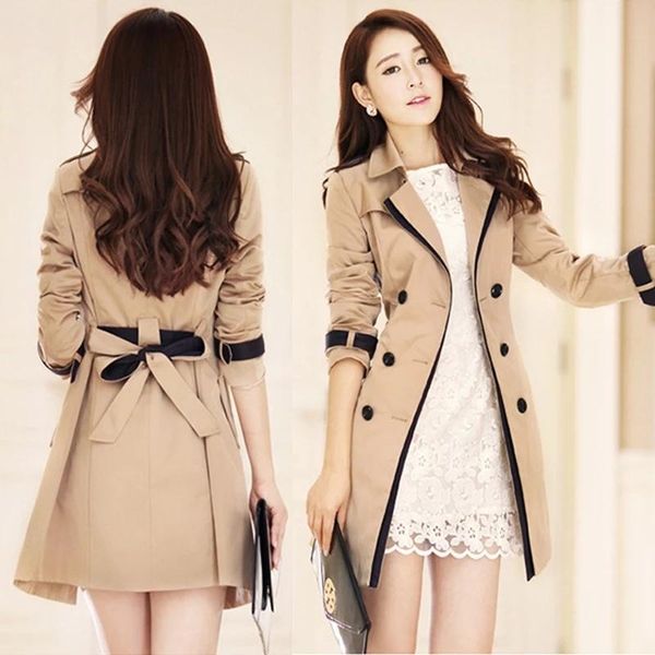 

raincoats autumn 2022 winter coats women slim double breasted ladies trench coat long windbreakers plus size overcoat femmino, Black