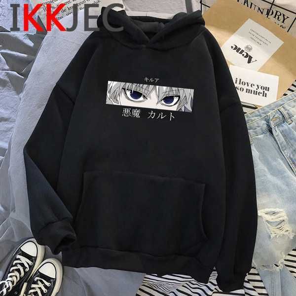 

hxh hunter x hisoka kurapika hoodies men killua zoldyck devil eye sweatshirts anime hip hop hoody streetwear male q1222 4qd5r, Black