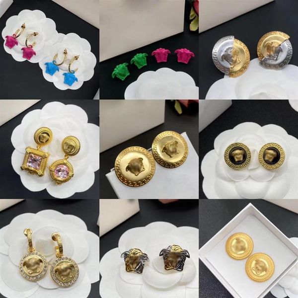

earrings 2022 trend new studs golden embossed lion head trend vintage jewelry personality woman simple earring233l, Golden;silver