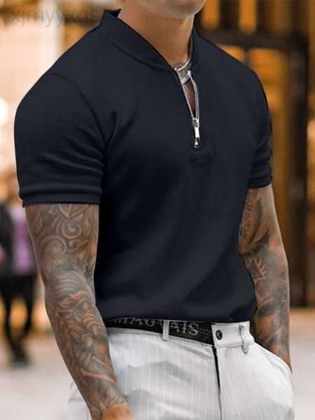

men's t shirts slim polo summer short sleeve knitted solid turn-down collar pullover casual mens clothes 7mhia, White;black