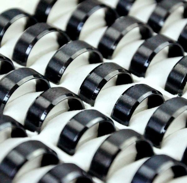 

whole 50pcs 316l stainless steel rings style band fashion black plain flat jewelry finger ring men women acier edelstahlringe4631897, Silver