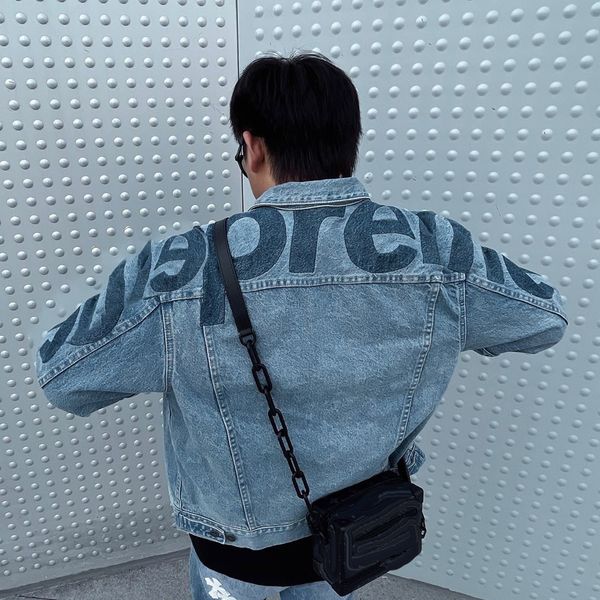 

23ss new week 2 denim trucker jackets classic box letter printed early spring autumn washed jacket high street casual cardigan man women fas, Black;brown