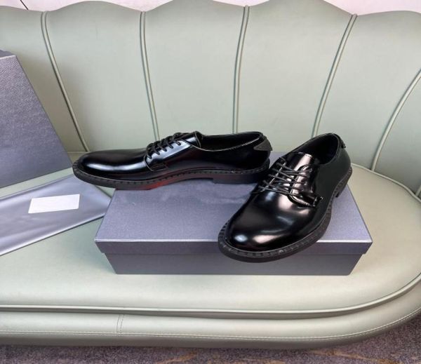 

2022 men039s party wedding dress shoes handmade genuine leather business office formal brand designer flat shoes si1796340, Black