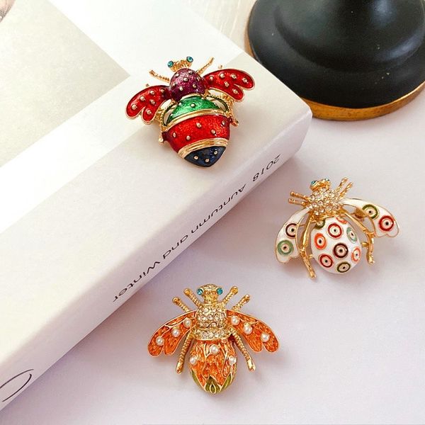 

fashion women enamel bee brooch pin vintage metal insect creative jewelry accessories drop oil broooches pins badges for lady, Gray