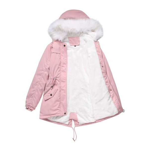 

leather winter clothes ladies jackets thicken warm fashion plus size parkas hoodies with fur collar cotton coat female, Black