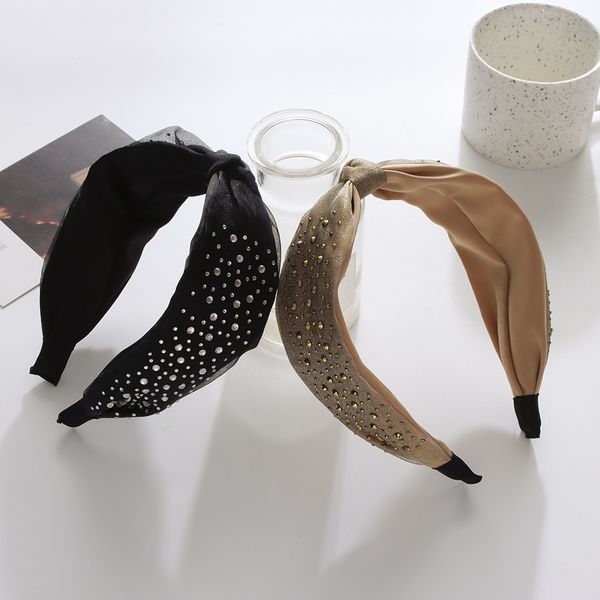 

hairjewelry headbands temperament versatile hair hoops with rhinestone embellishments, wide edge hair clips, pressed hair ornaments, mesh he, Silver