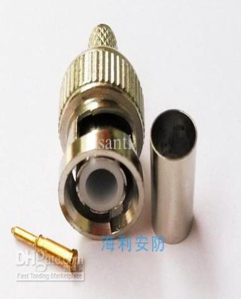 

3piece crimp bnc male connector plugs rg59 connecter security system catv5259492