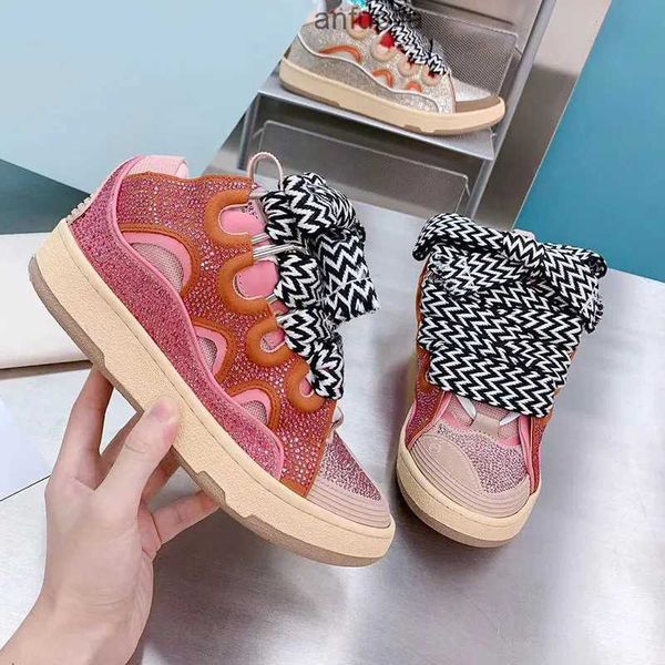 

lanvins men luxury designer shoes curb sneakers drill sneaker leather canvas classic design with diamond plateforme runner sport, Black