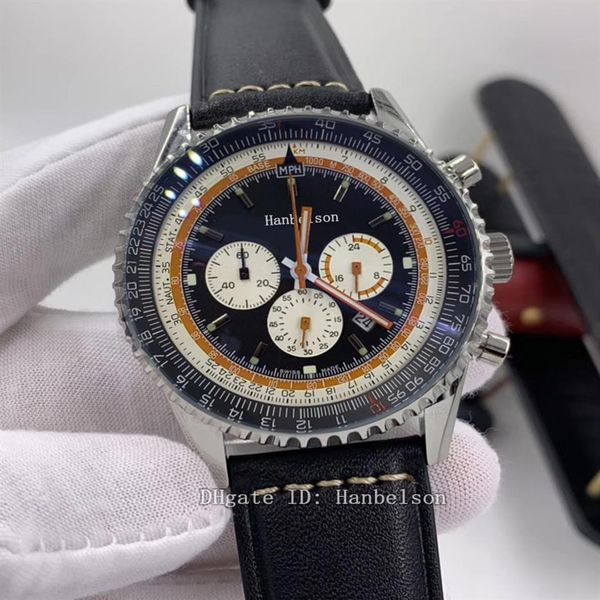 

montre de luxe quartz movement mens watch two tone dial stainless steel leatcher strap relojes lujo para hombre chronograph watche265q, Slivery;brown