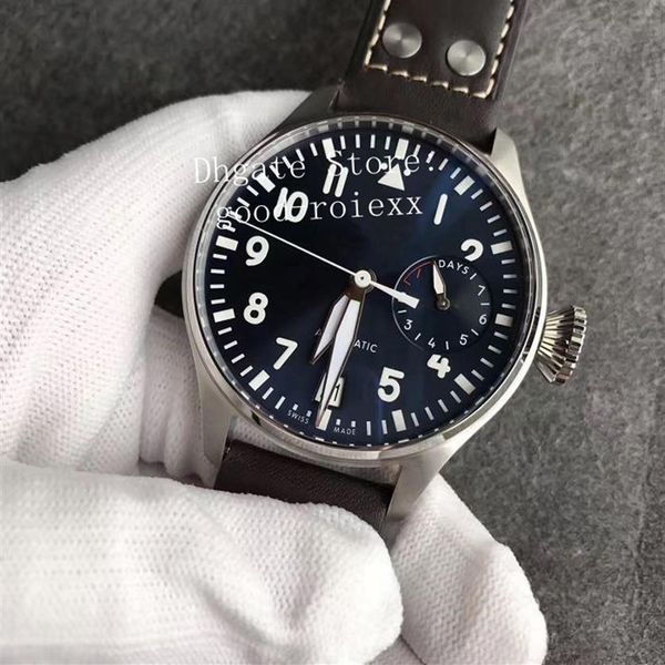 

new men's limited edition automatic movement cal 51111 watch navy blue dial luminous sport mens watches zf leather factory et272o, Slivery;brown