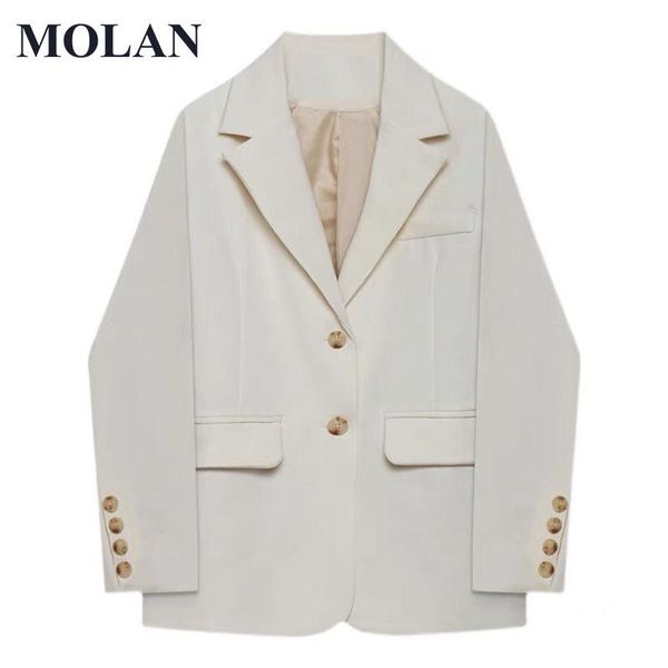 

pants molan fashion women blazer high street metallic singal breasted long sleeve pockets vintage blazer spring jacket female, White