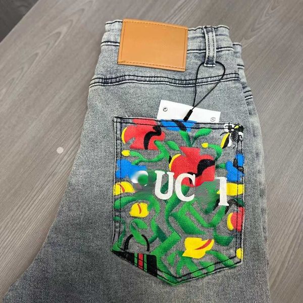 

fashion fashion mens jeans designer pants letter printing cowhide denim trousers loose slacks zipper access control jeans, Blue