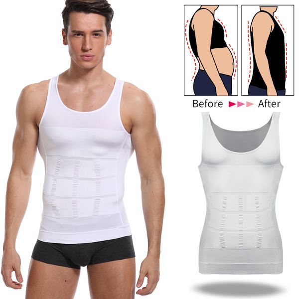

men's tracksuits mens body shaper belly reducing shapewear abs abdomen slimming compression shirts corset fitness hide gynecomastia und, Gray