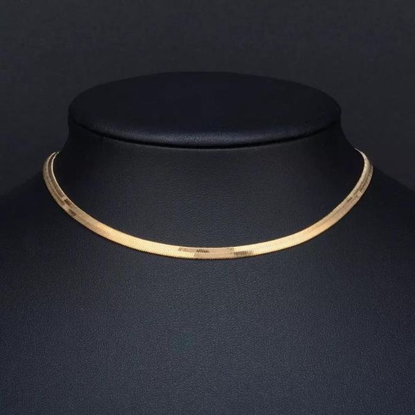 

chains 100% stainless steel flat herringbone chain necklace for women gold silver color clavicle blade snake choker necklaces 2 5m309g