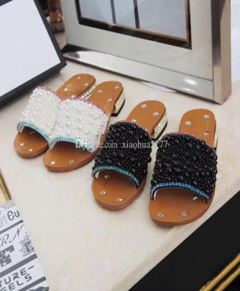 

women fashion women designer chain slide sandals outdoor beach fashion causal rubber original box size 35423486301, Black