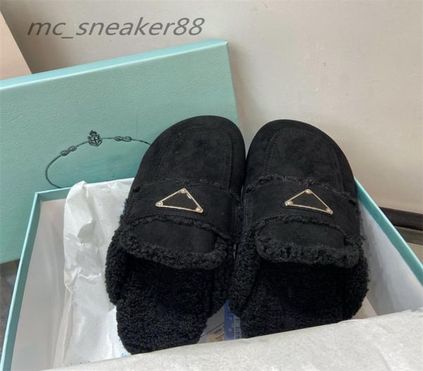 

2021 winter luxury slippers designer ladies fluffy letters wool furry warm and comfortable plush wooll slides size 35405653135, Black
